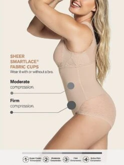 Sheer Stripe Detail Sculpting Bodysuit -Sexy Underwear Shop 1120677432H0 OF DET