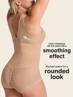 Sheer Stripe Detail Sculpting Bodysuit -Sexy Underwear Shop 1120677432H1 OM B