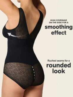 Sheer Stripe Detail Sculpting Bodysuit -Sexy Underwear Shop 1120677454A2 OM B 1