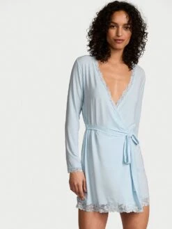 Victoria's Secret Modal Soft Lace-Trim Wrap Robe