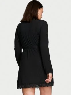 Victoria's Secret Modal Soft Lace-Trim Wrap Robe -Sexy Underwear Shop 1123702254A2 OM B