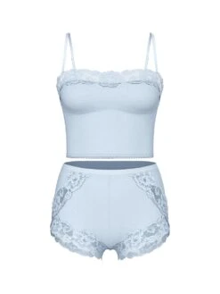Victoria's Secret Modal Soft & Lace Trim Straight-Neck Cami Set -Sexy Underwear Shop 1123702412M7 OF F