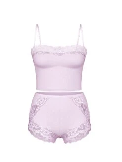 Victoria's Secret Modal Soft & Lace Trim Straight-Neck Cami Set -Sexy Underwear Shop 1123702414EV OF F DGA