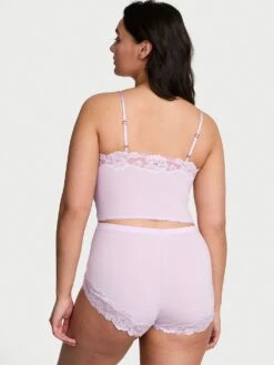 Victoria's Secret Modal Soft & Lace Trim Straight-Neck Cami Set -Sexy Underwear Shop 1123702414EV OM B