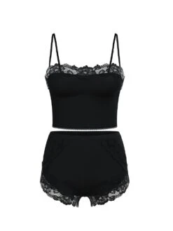 Victoria's Secret Modal Soft & Lace Trim Straight-Neck Cami Set -Sexy Underwear Shop 1123702454A2 OF F DGA