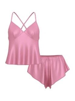 Victoria's Secret Satin Open-Back Cami & Shorts Set -Sexy Underwear Shop 112370464SHM OF F