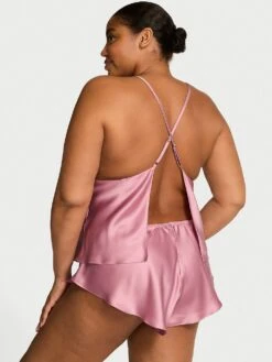 Victoria's Secret Satin Open-Back Cami & Shorts Set -Sexy Underwear Shop 112370464SHM OM B