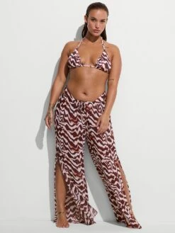 Beachwear Sheer Crinkle Wide-Leg Pants -Sexy Underwear Shop 112447757B5X OM F