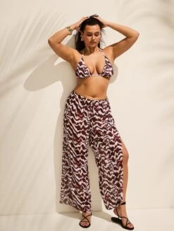 Beachwear Sheer Crinkle Wide-Leg Pants -Sexy Underwear Shop 112447757B5X OM S