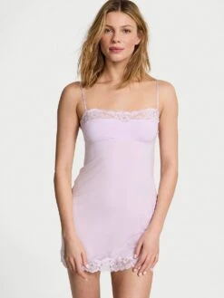 Victoria's Secret Modal Soft & Lace Trim Straight-Neck Slip Dress 16 Victoria's Secret Modal Soft & Lace Trim Straight-Neck Slip Dress -Sexy Underwear Shop 1124563814EV OM F