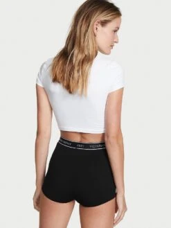 Logo Cotton High-Waist Boyshort Panty -Sexy Underwear Shop 1124634454A2 OM B