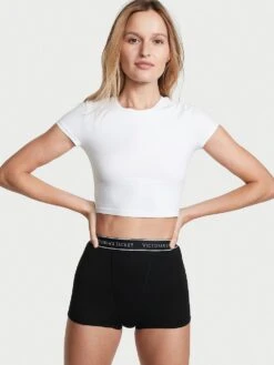 Logo Cotton High-Waist Boyshort Panty -Sexy Underwear Shop 1124634454A2 OM F