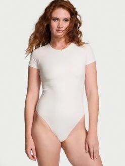 Victoria's Secret Bodywear By Victoria With FeatherSoft™ Innovation Short-Sleeve Bodysuit -Sexy Underwear Shop 1124780234Y5 OM F