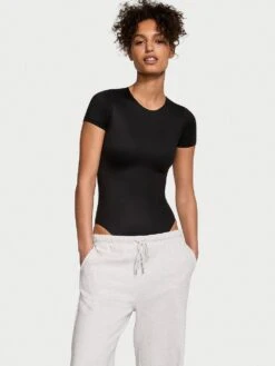 Victoria's Secret Bodywear By Victoria With FeatherSoft™ Innovation Short-Sleeve Bodysuit -Sexy Underwear Shop 1124780254A2 OM S