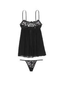 Dare To Dream Lace Pleated Babydoll Set -Sexy Underwear Shop 1124936754A2 OF F