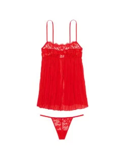 Dare To Dream Lace Pleated Babydoll Set -Sexy Underwear Shop 1124936792Q4 OF F