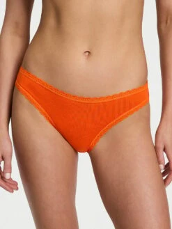Cotton Pointelle Lace-Waist Bikini