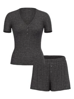 Victoria's Secret Ribbed Modal Short-Sleeve Henley & Boxer Shorts Set 11 Victoria's Secret Ribbed Modal Short-Sleeve Henley & Boxer Shorts Set -Sexy Underwear Shop 112505141NG2 OF F DGA