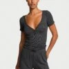 Victoria's Secret Ribbed Modal Short-Sleeve Henley & Boxer Shorts Set -Sexy Underwear Shop 112505141NG2 OM F