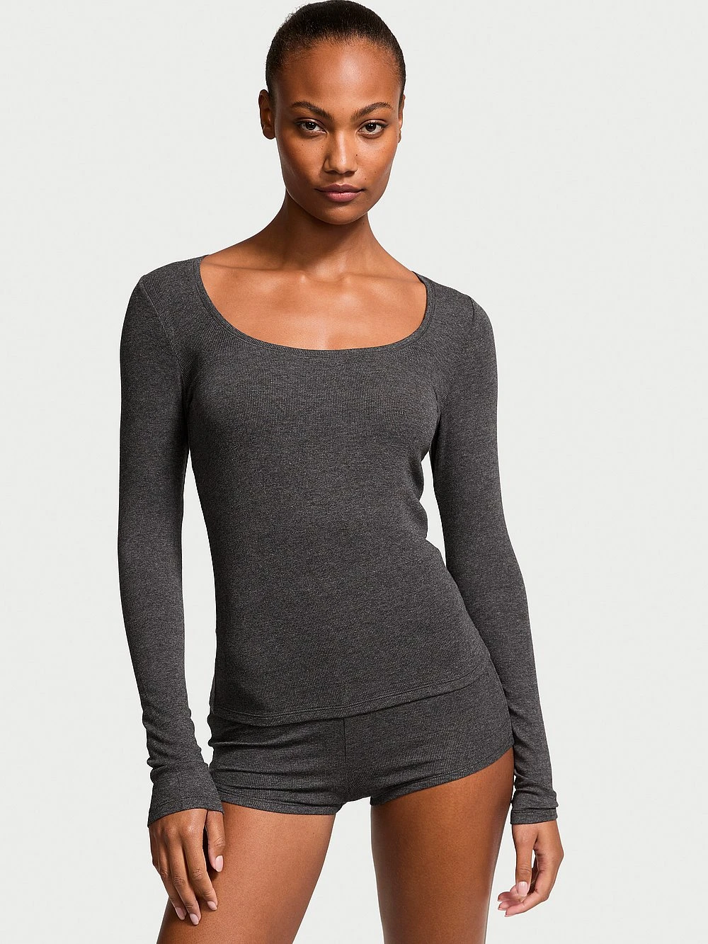 Victoria's Secret Ribbed Modal Scoop Long-Sleeve Shortie Set 3 Victoria's Secret Ribbed Modal Scoop Long-Sleeve Shortie Set