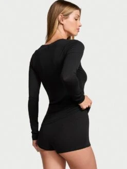 Victoria's Secret Ribbed Modal Scoop Long-Sleeve Shortie Set 16 Victoria's Secret Ribbed Modal Scoop Long-Sleeve Shortie Set -Sexy Underwear Shop 1125051754A2 OM B