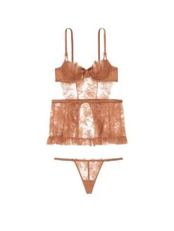 Wicked Unlined Rose Lace Apron Set -Sexy Underwear Shop 112508272YSV OF F