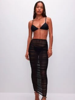 GOOD AMERICAN Mesh Ruched Skirt