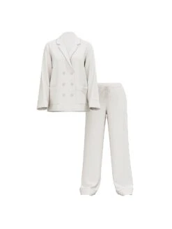 Victoria's Secret Luxe Satin Double-Breasted Long Pajama Set -Sexy Underwear Shop 112537316BRQ OF F