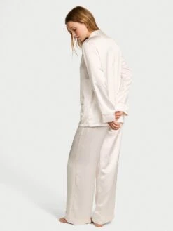 Victoria's Secret Luxe Satin Double-Breasted Long Pajama Set -Sexy Underwear Shop 112537316BRQ OM B