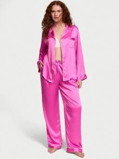 Victoria's Secret Glazed Satin Long Pajama Set -Sexy Underwear Shop 1125414183S2 OM F 1