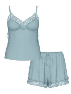 Victoria's Secret Ribbed Modal & Lace Cami Shorts Set -Sexy Underwear Shop 1125442402M9 OF F DGA