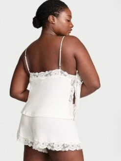 Victoria's Secret Ribbed Modal & Lace Cami Shorts Set -Sexy Underwear Shop 1125442434Y5 OM B