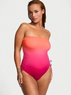 Essential Strapless Ruched One-Piece Swimsuit -Sexy Underwear Shop 1125893374QH OM F