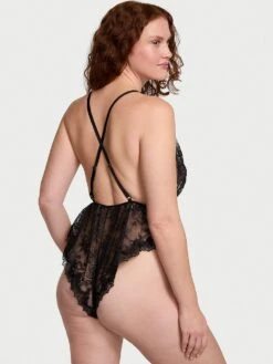 Victoria's Secret Rose Lace Plunge Flutter Romper 9 Victoria's Secret Rose Lace Plunge Flutter Romper -Sexy Underwear Shop 1125936854A2 OM B