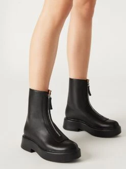 Steve Madden Jones Black Leather Zipper Lug Ankle Booties -Sexy Underwear Shop 1126072152A0 OM B