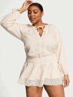 Beachwear Linen Lace-Trim Dress -Sexy Underwear Shop 1126226835Y1 OM F