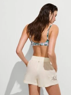 Beachwear Linen Lace-Trim Shorts -Sexy Underwear Shop 1126227035Y1 OM B