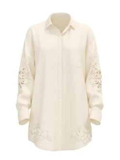 Beachwear Linen Lace-Trim Shirt -Sexy Underwear Shop 1126227135Y1 OF F