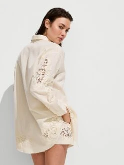 Beachwear Linen Lace-Trim Shirt -Sexy Underwear Shop 1126227135Y1 OM B