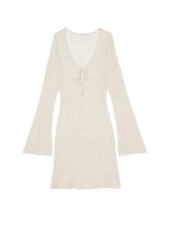 Beachwear Crochet Metallic Long-Sleeve Mini Dress -Sexy Underwear Shop 1126227568H0 OF F