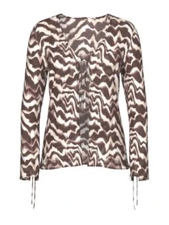 Beachwear Sheer Crinkle Tie-Front Long-Sleeve Top -Sexy Underwear Shop 112622847B5X OF F