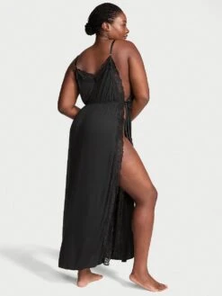 Victoria's Secret Ribbed Modal Lace-Trim Long Slip Dress -Sexy Underwear Shop 1126263454A2 OM B