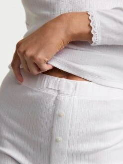 Victoria's Secret Pointelle Modal Long-Sleeve Scoop Top & Shortie Set -Sexy Underwear Shop 1126274195D1 OF DET