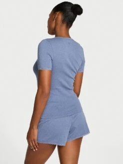 Victoria's Secret Pointelle Modal Henley Tee & Boxer Short Set 10 Victoria's Secret Pointelle Modal Henley Tee & Boxer Short Set -Sexy Underwear Shop 112627421J3W OM B