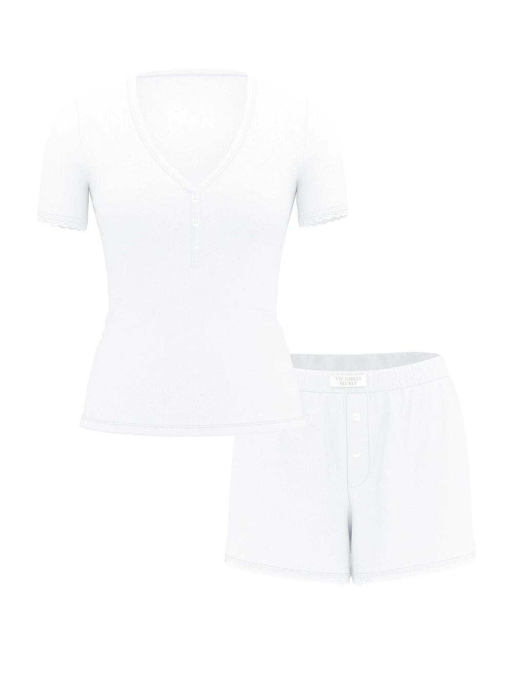 Victoria's Secret Pointelle Modal Henley Tee & Boxer Short Set 9 Victoria's Secret Pointelle Modal Henley Tee & Boxer Short Set - Image 7
