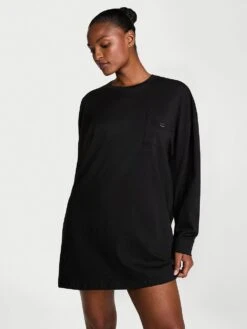 Victoria's Secret 100% Cotton Long-Sleeve Pocket Sleep Tee