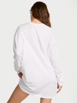 Victoria's Secret 100% Cotton Long-Sleeve Pocket Sleep Tee -Sexy Underwear Shop 1126274695D1 OM B