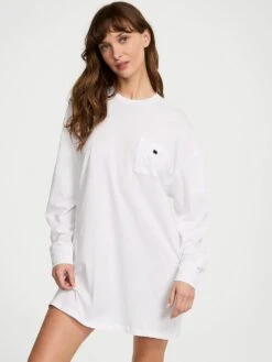 Victoria's Secret 100% Cotton Long-Sleeve Pocket Sleep Tee -Sexy Underwear Shop 1126274695D1 OM F