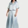 Victoria's Secret Luxe Satin Boxy Cropped Long Pajama Set