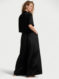 Victoria's Secret Luxe Satin Boxy Cropped Long Pajama Set -Sexy Underwear Shop 1126276054A2 OM B